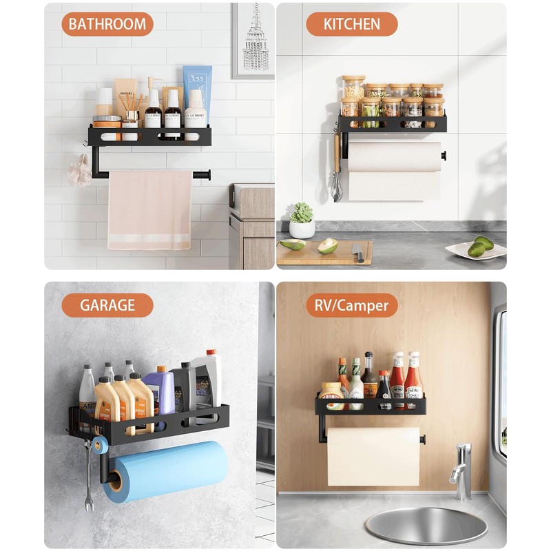 Paper Towel Holder Wall Mount for Kitchen, One-Handed Tear, Bathroom