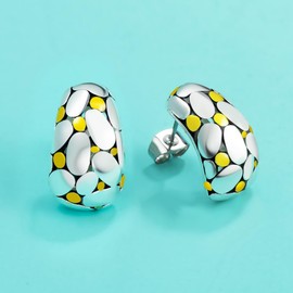 UNY JEWEL Two Tone Bold Dot Huggie Earrings for Women – Classic Vintage-Inspired Hoop Gift Jewelry