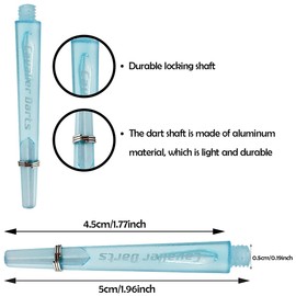 BIPY 72PCS Dart Shafts and Flights Set in 15Pcs Gradient Color Crystal Clear Dart Stems 21Pcs Colorful transparent frosted Dart Shafts and 36Pcs 2D Dart Flight Plastic Dart Accessories Kit