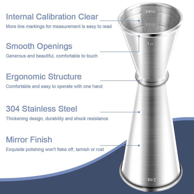 Jigger for Bartending, Briout Double Cocktail Jigger Japanese Premium 304