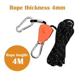 Pack of 2 Reflective Guy Ropes, Reflective Guy Ropes Rope with Rope Tensioner, 4 m Tent Cord with Guy Buckle, Nylon Cord Tension Cord, Storm Band for Tent Tarpaulin, Awning