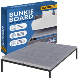 Greaton, Premium 38mm Split Wood Bunkie Board Queen Size Bed - 2-Piece Under Mattress Support Board, Fully Assembled, Fabric Ventilation Cover - Replaces Wooden Slats or Box Spring for Bed Frames
