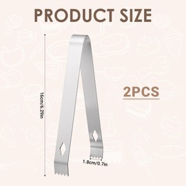 2 Pack Small Metal Tongs, 6 Inch Stainless Steel Restaurant Grade Serving Tongs with Teeth for Serving Food Salad Sugar Coffee Ice