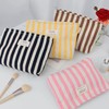 Striped Canvas Makeup Bag with Zipper,Small Travel Washable Organizer Bag