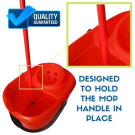 Professional 14L Mop Bucket with Wringer (Red) Colour Coded With Easy Carry Handle for Domestic and Commercial Cleaning Hospital Contract Cleaning Bucket Industrial - Avern