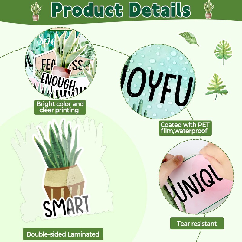 Boho Plant Affirmation Station Bulletin Board Set Greenery Motivational Classroom