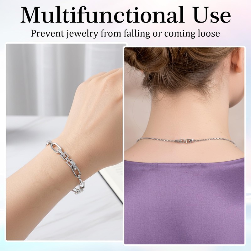 6Pcs Necklace Extender Silver Foldover Silver Jewelry Clasps Necklace Stacker
