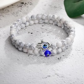 2pcs Evil Eye Howlite Beaded Bracelet