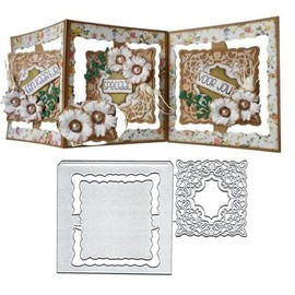 Square Card Frame Dies Metal Die Cuts, Square Card Frame Metal Cutting Dies Cut Stencils for DIY Scrapbooking Cards Photo Album Decorative Embossing Paper Dies for Scrapbooking Card Making