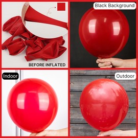 PartyWoo PartyWoo Red Balloons 123 pcs Different Sizes of 18 12 10 5 Inch Matte Red Latex Balloon Arch Kit Garland for Valentine's Day Graduation Memorial Day Christmas Birthday Party Decorations Red-Y57