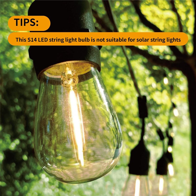 VISTERLITE 30 Pack S14 Edison Light Bulbs, Shatterproof LED Replacement