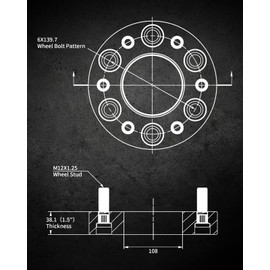 EVIL ENERGY 6x5.5 Wheel Spacers 1.5 inch Compatible for Nissan Frontier 1998-2004, 6x139.7 mm 6 Lugs 108 mm Hub Bore M12x1.25 Studs Black, Not Hubcentric