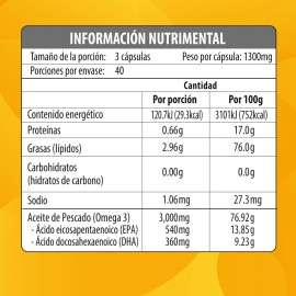 Omega 3 Maklen 120 Cápsulas Sabor Limón 300 G Sabor Sin sabor