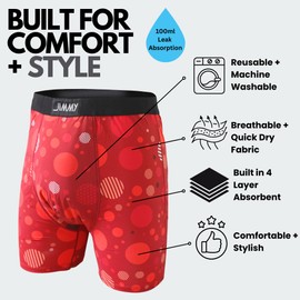 Men's Incontinence Underwear, Reusable + Washable, Up to 100ml/3.3oz Leak Absorption, Comfortable and Stylish (Bubbly Jim, Small)