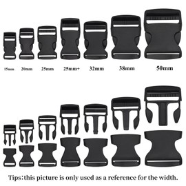 RETON 50 PCS 1 Inch Side Release Buckles, Heavy Duty Plastic Buckles Clips Black Adjustable Quick Release Buckle, Backpack Buckle Replacement for Straps Belt Dog Collars (25MM)