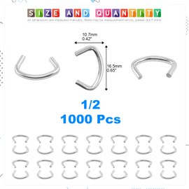 Glarks 1000Pcs 3/4'' Upholstery Steel Hog Rings kit for Auto Upholstery, Bungee Cord, Fencing, Animal Pet Cages, Meat Bags, DIY Craft, Furniture and More (3/4'' Hog Rings)