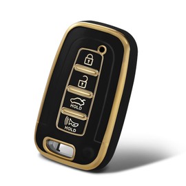 WORCAS TPU Smart Key Fob Case Protective Cover Compatible with Azera Elantra GT EQUUS Genesis Coupe Santa FE Sonata Tucson Veloster KIA Borrego Forte Sorento Soul SPORTAGE(Black)