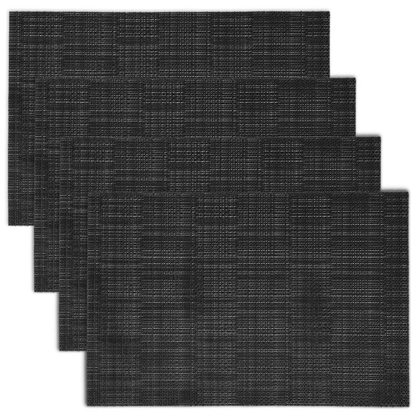 Texture Design Woven PVC Placemat (All Black), Set of 4