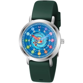 Afcrho Kids Watch - Analog Watches for Kid Boys Girls Ages 7-10, 8-12, Astronaut Learning Time Teaching Tool, Dark Blue Green