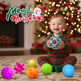 ROHSCE Sensory Toys for Babies, Montessori Textured Baby Balls and Wheat Straw Rattle, Baby Toys for 6-12 Months, Ideal Newborn Gifts for Boys and Girls, Toddler Toys for 1-3