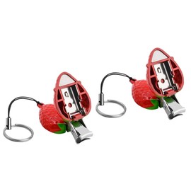 Mikinona 2pcs Folding Nail Clippers for Thick Nails Portable Toenail Clippers Strawberry Shape Professional for Home Use
