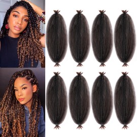 24 Inch Spring Twist Crochet Hair 8 Packs Spring Twist Hair for Afro Twist Hair Black To Brown Marley Twist Braiding Hair Synthetic Hair Extension Marley Hair(24 Inch,8Pack,T30)