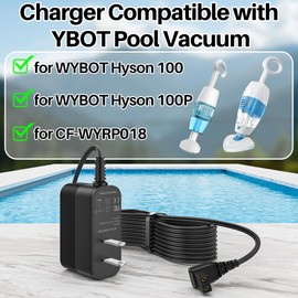12.6V Charger for WYBOT Pool Vacuum Hyson 100 100P CF-WYRP018 Handheld Pool Vacuum Smart Cleaner Rechargeable Power Cord for Wybot Replacement Parts
