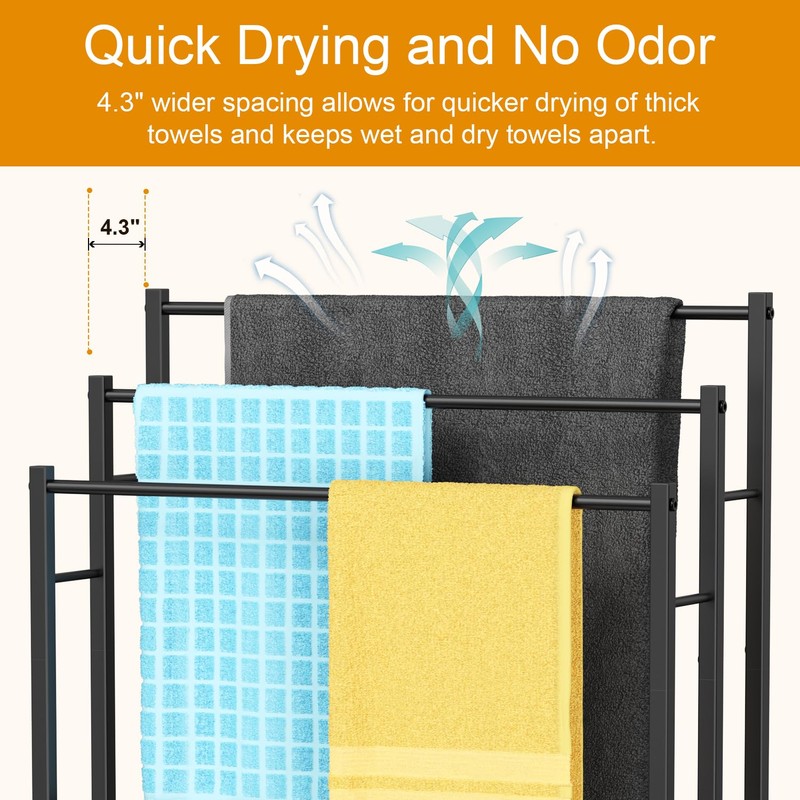 Honiter Towel Racks for Bathroom, 3 Tier Wide Towel Drying