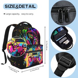 Luixdie Boys School Backpack Graffiti Gaming Backpack for Kids Game Print Bookbag for Children Elementary Middle School Backpack for Boys 8-12