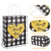 AnyDesign Summer Honey Bee Buffalo Plaids Paper Gift Bags with
