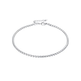 FaithHeart Ankle Bracelets for Women Silver Anklets for Women Waterproof Stainless Steel Miami Cuban Link/Beaded/Figaro Anklets Adjustable Length Summer Beach Foot Jewelry with Gift Box