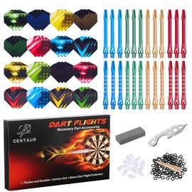 centaur 2025 Newest Dart Accessories Kit,48 Dart Flights+24 Aluminium Shafts+Sharpener+Dart Tool+100 Rubber Rings+15 Flight Protectors