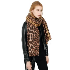 ZGMYC Women's Leopard Print Cashmere Feel Winter Scarf Fashion Soft Warm Pashmina Blanket Shawl Wrap