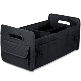 JiatuA Car Trunk Organizer for SUV, Car Storage Organizer Collapsible Multi Compartment Container Box, Adjustable Car Accessories for Women/Men, Black