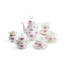 Rose Bud Fine Porcelain 11-Piece Children's Tea Set