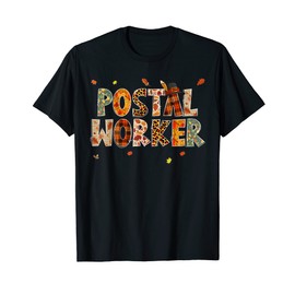 Funny Postal Worker Pumpkin Autumn Tree Fall Leaves T-Shirt
