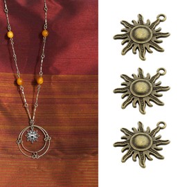 EMSea 90PCS Sun Charms Pendants DIY Craft Jewelry Making Decorations Ornaments for Bracelet Necklace Keychain Crafting Findings Accessories Gold & Bronze & Silver