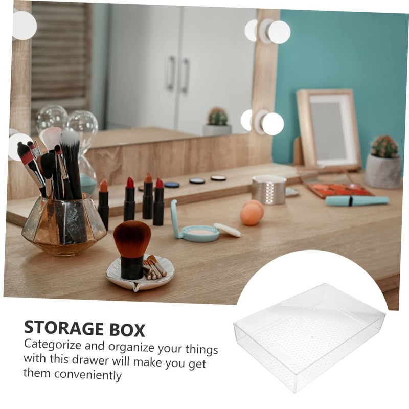 WOONEKY Plastic Drawer Storage Box Set 4 Compartment Organizers for