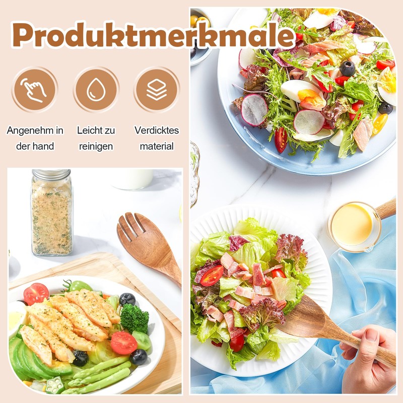 iewrtcin Set di 2 posate per insalata, grande foglia in