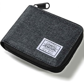 JEMINAL - portafolios corta con cierre para hombres y mujeres, de viaje de tela plegable con funda para tarjetas, portafolios con cierre de gran capacidad con cartera, regalos del día del padre para