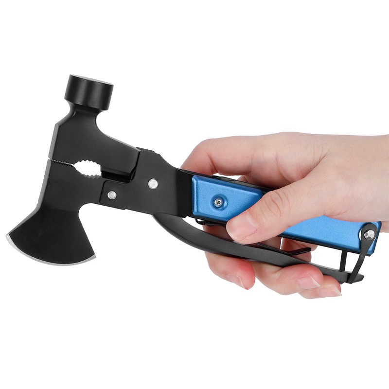 15In1 Axe Hammer MultiFunctional Camping Survival Screwdrivers Pliers Bottle Opener(Blue