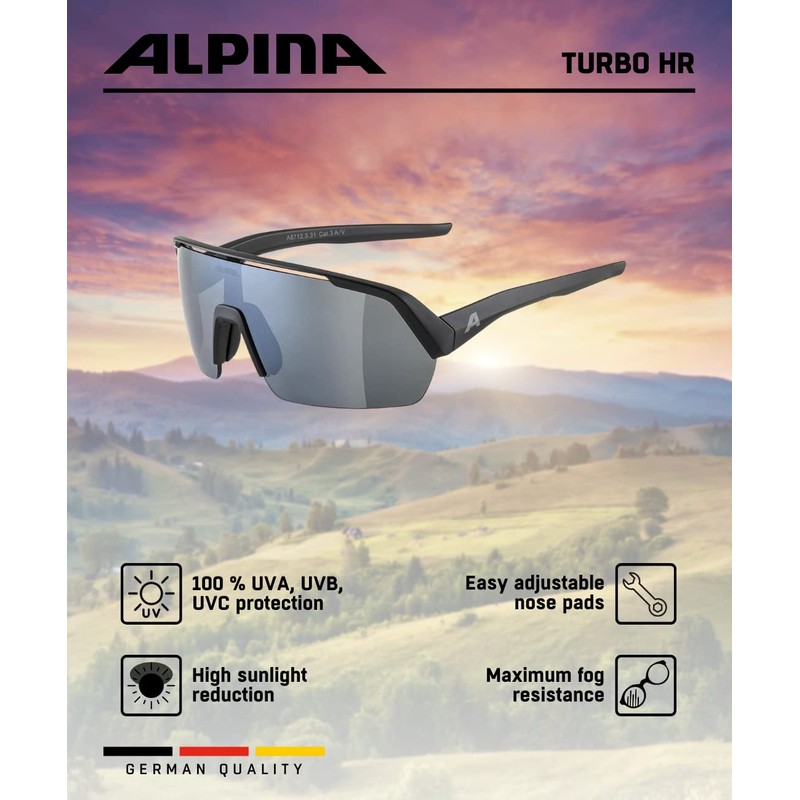 Alpina Unisex Adult Turbo HR Sports Glasses Matte Black One