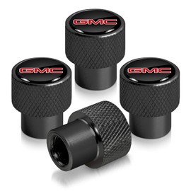 iPick Image for GMC Red Logo Black Easy-Grip Aluminum Tire Valve Stem Caps