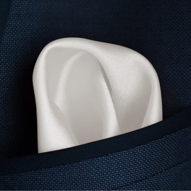 Mr.Van 100% Pure Silk Pocket Square Solid Color, White, 35*35cm/13.78*13.78inch