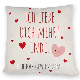 speecheese Herzen Kissen mit Spruch Ich Liebe Dich mehr! Ende. Valentinsgeschenk voller Romantik Witziger Liebesbote zum Valentinstag