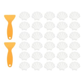 uxcell 30pcs Non-Slip Bathtub Stickers, Anti-Slip Shower Stickers Showers Treads Shell Shaped Appliques with 2 Pcs Scraper for Bath Tub Shower Stairs, White