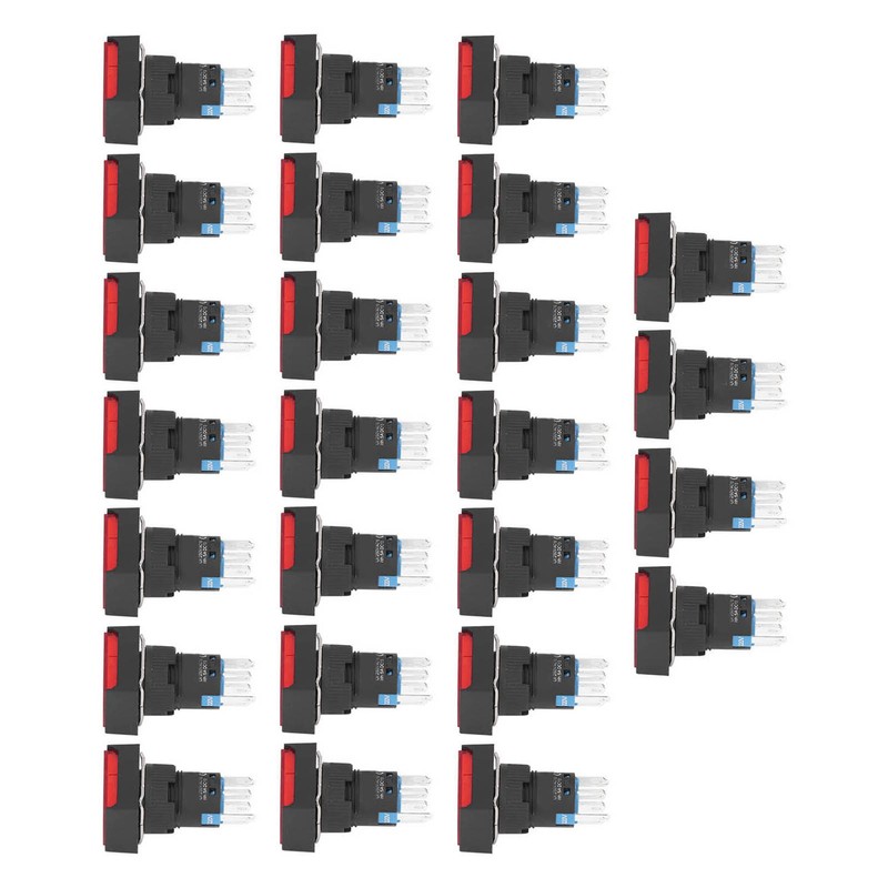 25Pcs Momentary Push Button Switch Self Locking Rectangle with Light