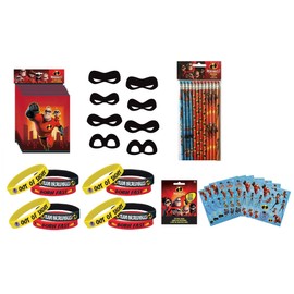 Unique The Incredibles Birthday Party Supplies Favor Bundle Pack Includes Loot Bags, Paper Masks, Pencils, Bracelets, Stickers