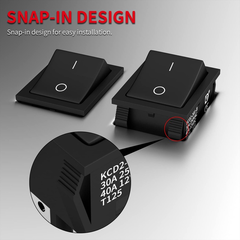 DaierTek DPST KCD4 Rocker Switch 40A 12V DC 4 Pin