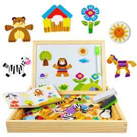 EACHHAHA Magnetic Puzzle from 2 3 4 Years, 118+ Pieces Forest Wooden Magnetic Puzzle, Educational Magnetic Toy, Rich Patterns, Free Combination, Developing Imagination, Magnets Children for Magnetic